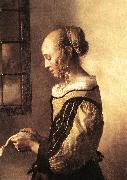 VERMEER VAN DELFT, Jan Girl Reading a Letter at an Open Window (detail) wt oil